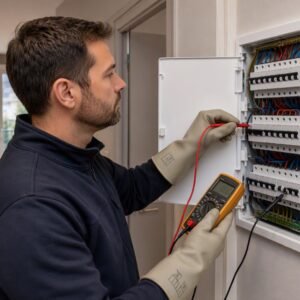 Diagnostiqueur contrôlant un tableau électrique