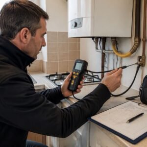 Diagnostiqueur contrôlant une installation de gaz
